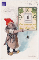 Jenny Nyström CPA Suède 1907 Gnome Elfe Calendrier Toile D' Araignée Spider Web Sweden New Year Postcard Dwarf A71-2 - Neujahr