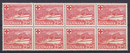 Denmark 1951 Mi. 329 25 + 5 Øre Lazaret Ship Lazarettschiff Jutlandia Red Cross Rotes Kreuz Croix Rouge 8-Block MNH** - Volledige & Onvolledige Vellen