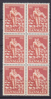 Denmark 1952 Mi. 330, 25 Øre Seenotrettungsdienst 6-Block, MNH** - Full Sheets & Multiples