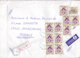 Lettre Par Avion Recommandée Obl Suwalki Le 2/7/1998 Sur N° 3375 X 10 (Scorpion), 3432  Pour La France - Storia Postale