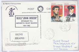 British  Antarctic Territory (BAT) 1982 Postcard Ship Visit RRS John Biscoe Ca Signy 28 FE 82 (TAB206) - Covers & Documents