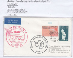 British Antarctic Territory (BAT) 1986 Cover Ship Visit HMS Endurance  Ca Signy JA 2 86 (TAB209) - Covers & Documents