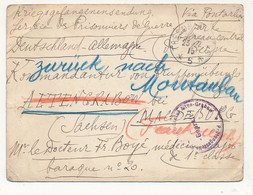 2 Simples Cartons D'un Médeçin Prisonnier Français - Pour Le Camp D'Alten-Grabow - 1915 - Censures - Guerra De 1914-18