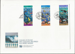 22-4 - 878 WHALES DOLPHIN FISH Multi Stamps FDC UN Vienna United Nations Environment Clean Oceans - Wale