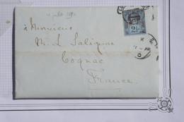 AD9 ENGLAND GREAT COVER PERFIN 4 07 1892 LONDON  TO COGNAC FRANCE+ 2 1\2 PENCE++AFFRANC. PLAISANT - Briefe U. Dokumente