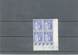 COINS DATES- N°368** -PAIX 90 C Bleu 16-2-38 - 1930-1939