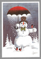 Snowman Bullfinches Umbrella Parapluie Bouvreuil Schneemann Regenschirm Illustrator Osmo Omppu Omenamäki - Used 1987 - Other