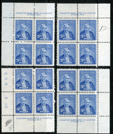 Canada MNH PB's 1955 "Tupper" (**) - Números De Planchas & Inscripciones