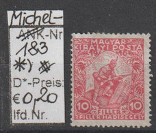 1916 - UNGARN - SM "Kriegshilfe III"  10 F Rosa - * Ungebraucht - S.Scan  (hu 183*  Magyar) - Unused Stamps