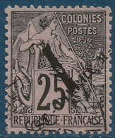 Colonies ST Pierre & Miquelon N°45g Obl 1c Sur 25c Noir Variété Sans "on" Signé CALVES - Gebruikt