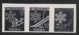 POLAND 1956 11TH STUDENT WINTER GAMES BLACK PRINTS SET OF 3 NHM Sports Ice Hockey Skiing & Ice Skating Events - Abarten & Kuriositäten