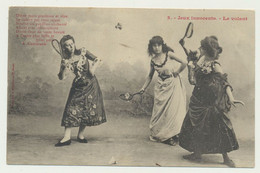 Carte Fantaisie Femmes - Jeux Innocents N° 3 - Le Volant - Phototypie BERGERET - Bergeret