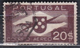 1937-41-Y&T. 9 CORREO AEREO. SERIE BÁSICA. 20 ESCUDOS MARRÓN OSCURO- USADO - Oblitérés