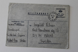 1977 Briefumschlaf SCHWEDEN WEHR FELDPOST In ZYPERN+K1 Stempel FN BATAILON ZYPERN-LL5 - Militaires