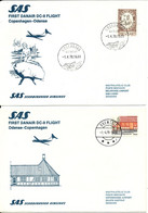 Denmark SAS First Danair DC-9 Flight Copenhagen - Odense 1-4-1978 And Return 2 Covers - Lettres & Documents