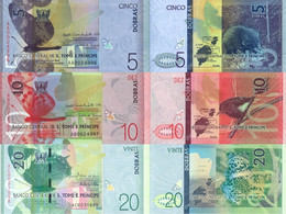 SAINT THOMAS & PRINCE 5 10 20 Dobras P 72 W76 W77 2016 2020 (2021) UNC Set 3 Banknotes Paper - San Tomé Y Príncipe