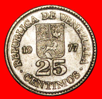 * GERMANY: VENEZUELA ★ 25 CENTIMOS 1977 MINT LUSTRE! BOLIVAR (1783-1830) LOW START ★ NO RESERVE! - Venezuela