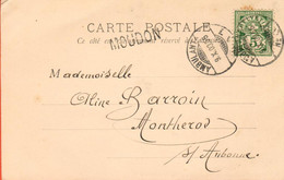 ZPH1-01 Carte Postale Avec Cachet Ambulant 9.X.1900 Et Cachet Linéaire Moudon Pour Montherod Sur Aubonne - Covers & Documents
