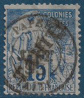 Colonies TAHITI N°12 Oblitéré De PAPEETE 1893 15c Bleu Tres Frais TTB Signé Calves - Ungebraucht