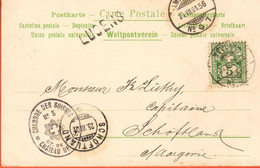 ZPH1-08 Carte-postale Avec Cachets Moudon Et Schöftland 1901 Tampon Chambre Des Suisses Chateau Lucens Cachet Linéaire - Covers & Documents