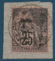 Colonies Congo Français N°7d 15c Sur 25c Noir Sur Rose Surcharge Verticale Bas En Haut Sans Point Après C Signé SCHELLER - Usati