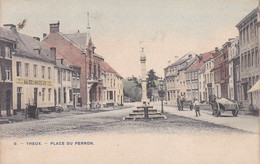 THEUX La Place Du Perron Colorisée A Voyagé Avant 1914 - Theux