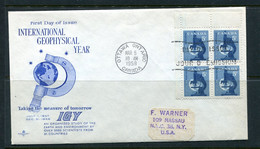 Canada 1958 FDC Corner Block Of 4 Intl Geophysical Year 12698 - Lettres & Documents