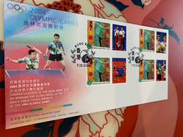 Hong Kong Stamp Table Tennis FDC Cover 2004 (1) Sports Stamp In Different Places Sticked - FDC