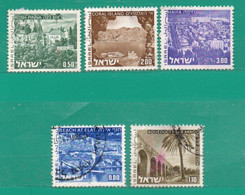 7 Israel 1971-73 Yvert  465, 470, 471, 536, 537 Usados  TT:  Paisajes - Gebruikt (zonder Tabs)