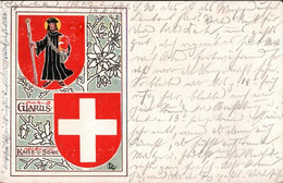 ! Alte Ansichtskarte Aus Glarus, Wappen, Kanton, Schweiz , 1907 - Glarona Sud