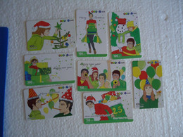 THAILAND USED   CARDS  SET 8 GREETING MERY CHRISTMAS NEW YEAR - Noel
