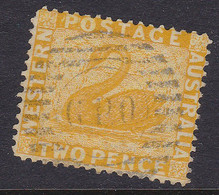 Western Australia 2d Yellow Swan Barred GPO Cancel Perf. 14 Wmk. Crown Upright - Used Stamps