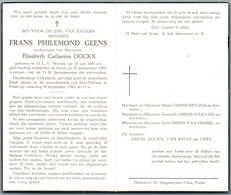 Bidprentje OLV Waver - Geens Frans Philemond (1885-1960) - Devotion Images
