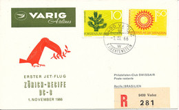 Liechtenstein Varig Airlines First Flight Zurich - Recife DC-8 1-11-1966 - Lettres & Documents