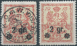 POLONIA-POLAND-POLSKA,1915 Warsaw Local Issues,10 GROSZY/ 2 GR,Obliterated And Mint - Ongebruikt