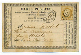 Carte Précurseur / T17 NUITS COTE D'OR + Losange GC 2706  / Dept 20 Côte D'Or / 1875 - 1849-1876: Période Classique