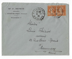 FENETRANGE Moselle Lettre Entête DITSCH Notaire 25c Semeuse Jaune Brun Yv 235 Ob 1928 - Storia Postale