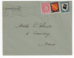 PARIS 26 Imprimé 1F Mazelin 30c Alsace 10c Corse Yv 676 756 755 Ob 1947 - Lettres & Documents
