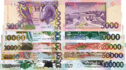 SAINT THOMAS & PRINCE 5000 10000 20000 50000 100000 Dobras P 65 66 67 68 69 UNC Full Set Of 5 Banknotes - Sao Tome En Principe