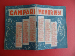 Livret Calendrier MEMOR 1951 - Piblicité Boisson Alcool CAMPARI - Complet De Ses 48 Pages - Grand Format : 1941-60