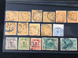 CHINA LOT OF SHANGHAI LOCAL POST CANCELLATION, FROM A TO J + SMALL DRAGON + JUNKS W-OVPT +++++ - Used Stamps
