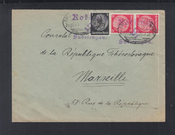 Dt. Reich Sudeten Brief 1938 An CSR Konsulat In Marseille - Cartas