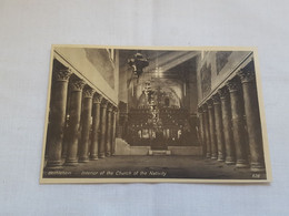 ANTIQUE POSTCARD PALESTINE BETHLEHEM - INTERIOR OF THE CHURCH OF THE NATIVITY UNUSED - Palestine