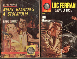 2 Romans Espionnage De 1961 Et 1966* Editions De L'Arabesque  Nuits Blanches A Stockhom  & Luc Ferran Sauve La Base - Editions De L'Arabesque