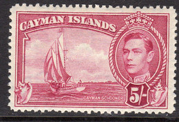 Cayman Islands 1938-48 5/- Carmine-lake, Perf 12½, Lightly Hinged Mint, SG 125 (WI2) - Cayman Islands