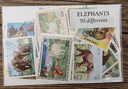 ELEPHANTS Lot De 50 Timbres Tous Differents. Satisfaction Assurée - Olifanten