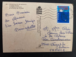 CP Pour La FRANCE TP RESPECTEZ LA MER 1,20 OBL.MEC.3-8 1981 MONACO VILLE GA (GUICHET ANNEXE) - Storia Postale