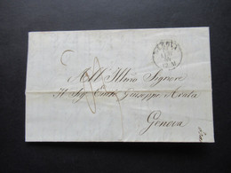 Italien Klassik 1854 Stempel Genova Faltbrief Mit Inhalt Und Ank. Stempel Genova Arrivo Geschrieben In Roma / Rom - Lombardije-Venetië