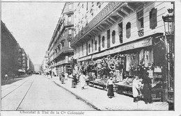Delcampe - CHATEAUDUN (Eure-et-Loir) - Bazar - Publicité Chocolat & Thé De La Compagnie Coloniale, Voie Ferrée Du Tramway - Chateaudun