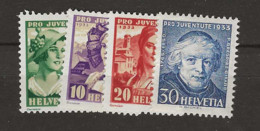 1933 MNH Switzerland Mi 266-69 Postfris** - Unused Stamps